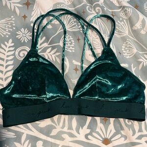 PINK Victoria's Secret Dark Teal Velvet Bralette